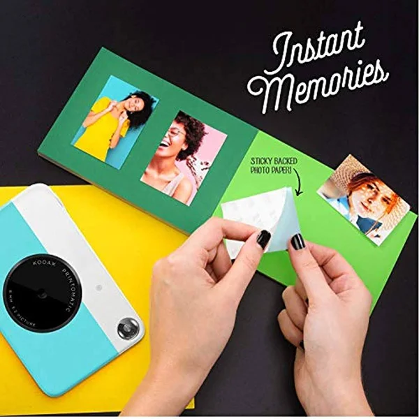 Kodak Printomatic Instant Print Camera (Blue) Gift Bundle with Photo Album