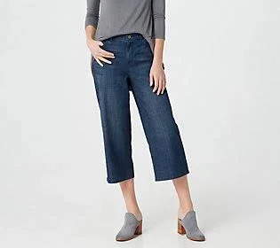 Logo by Lori Goldstein Lightweight Boyfriend Capri Jeans, Size Reg 14, Dark Wash