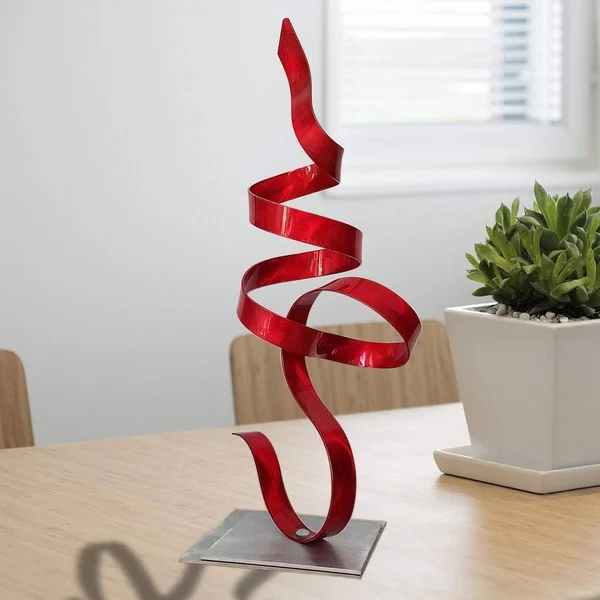 Statements2000 Metal Art Sculpture Modern Centerpiece Table Decor by Jon Allen - Perfect Moment - Blue - 18" x 9" x 5"