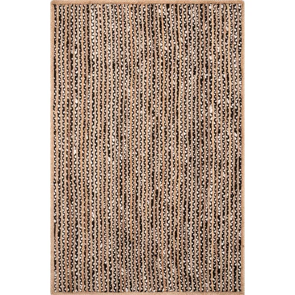 nuLOOM Glinda Natural Fiber Round Area Rug - Black/Grey, 6&