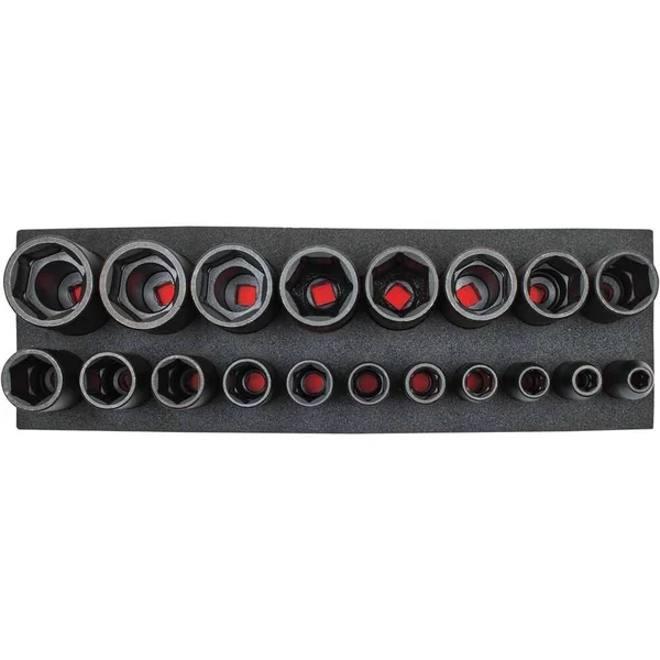 Proto J74116k 1/2 inch Drive Impact Socket Set - SAE, 19 Pcs