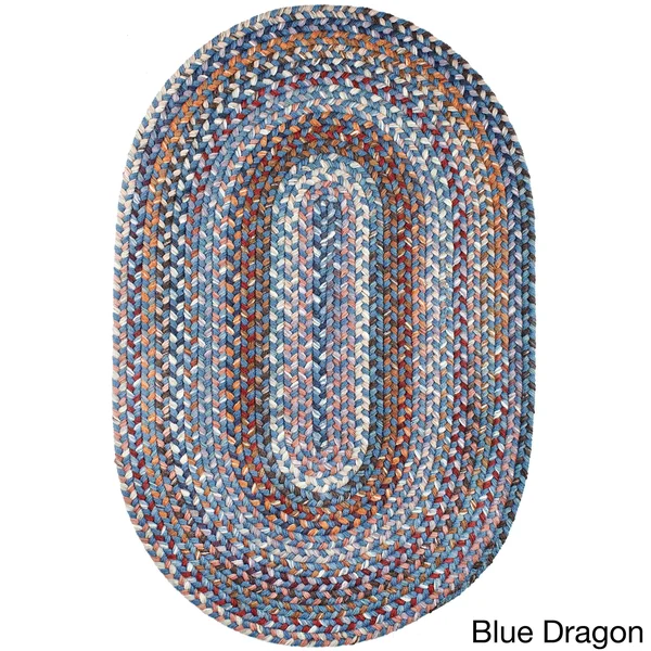 Augusta Oval Braided Wool Rug by Rhody Rug (2& x 4&) (Blue Dragon - 2& x 4& Runner)