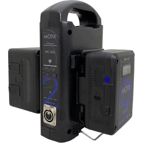 IDX System Technology MOTIX Dual Simultaneous Gold Mount Charger with 90W XLR Output AC Battery, Chemistry Li Ion, 2 Position, 4