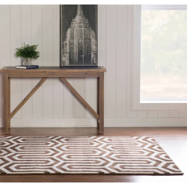 Linon Roma Zigzag Ivory/Chocolate Rug (5& x 7&6-inch)