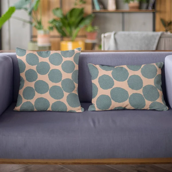 Plutus 26x22 x 26x22 Dots Luxury Throw Pillow in Blue