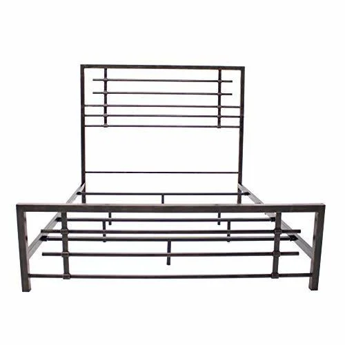 Eluxurysupply Metal Bed Frame - Carbon Steel with Rustic Pewter Finish Folding Bed Frame - Easy Assembly with Headboard and Foot