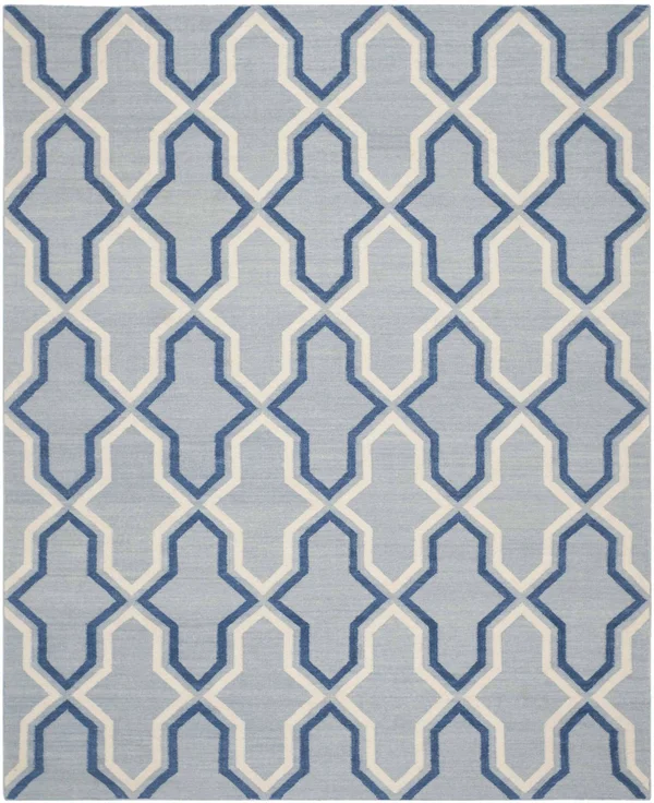Safavieh 5' x 8' Dhurries DHU559B Light Blue, Dark Blue Rug