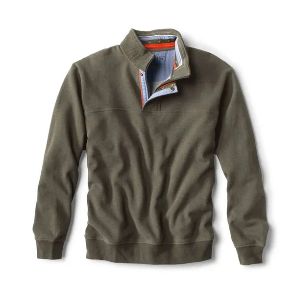 Men's Signature Quarter-Zip Sweatshirt - Forest Heather, Size Large, Cotton, Orvis