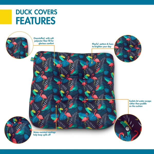 Duck Covers Water-Resistant Indoor/Outdoor Seat Cushions - 19 x 19 x 5 inch, 2 Pack - Lilac Festival