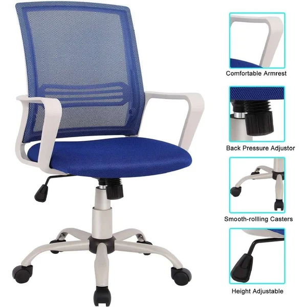 SMUGDESK Office Chair - Mid Back Mesh Office Computer Swivel Desk Task Chair, Ergonomic Executive Chair with Armrests Features