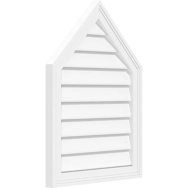 Ekena Millwork GVPPE18X2402SF-13 18x22W x 24x22H Peaked Top Surface Mount PVC Gable Vent 13/12 Pitch: Functional, w/ 2x22W x 1-1