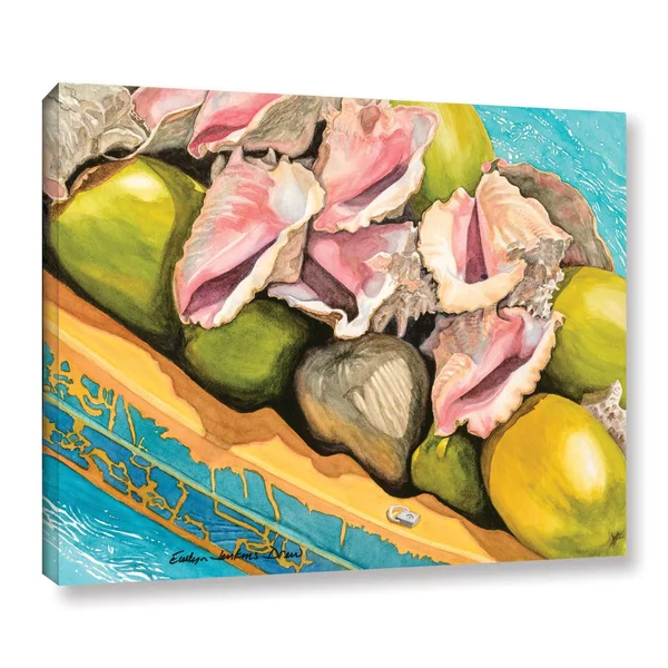 ArtWall Evelyn Jenkins Drew's Conch Shells and Coconuts, Gallery Wrapped Canvas 24x32 3jen001aw