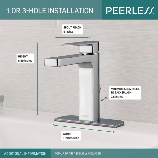 Peerless P1519LF-BN-HA Xander Single Handle Hi-Arc Bathroom Faucet - Brushed Nickel