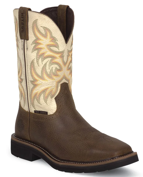 Justin Men's Copper Kettle Stampede Steel Toe Work Boots - Brown