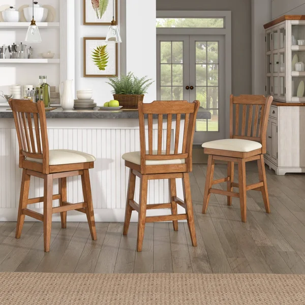 Eleanor Slat Back Wood Swivel Counter Stool by Inspire Q Classic - Antique Grey - Counter Height