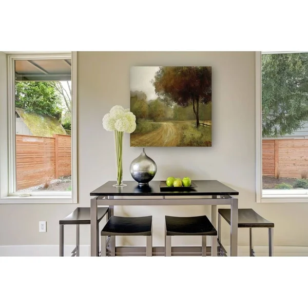 Wexford Home Country Road -Gallery Wrapped Canvas - Yellow, Blue, Green, Red, Black, White, Size: 40 x 40