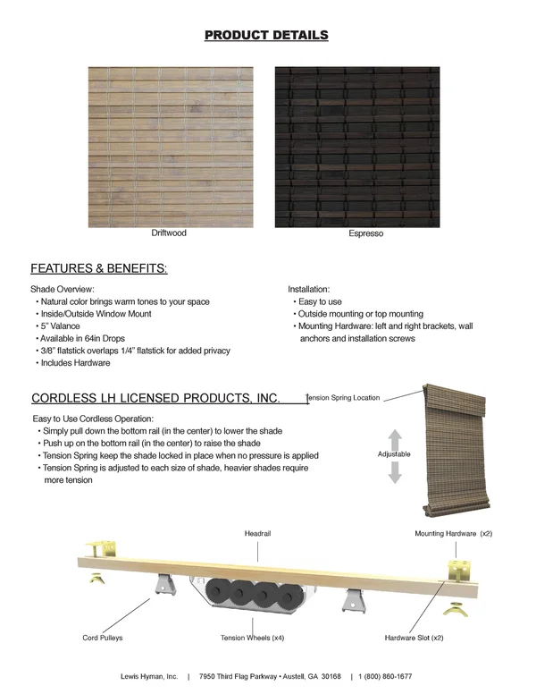 Radiance Cordless Driftwood Roman Shade - 46.5x64