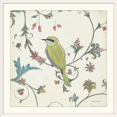 &Birds Gem IV& by Emily Adams Painting Print Great Big Canvas Format: White Frame - Size: 38x22 H x 38x22 W x 1x22 D