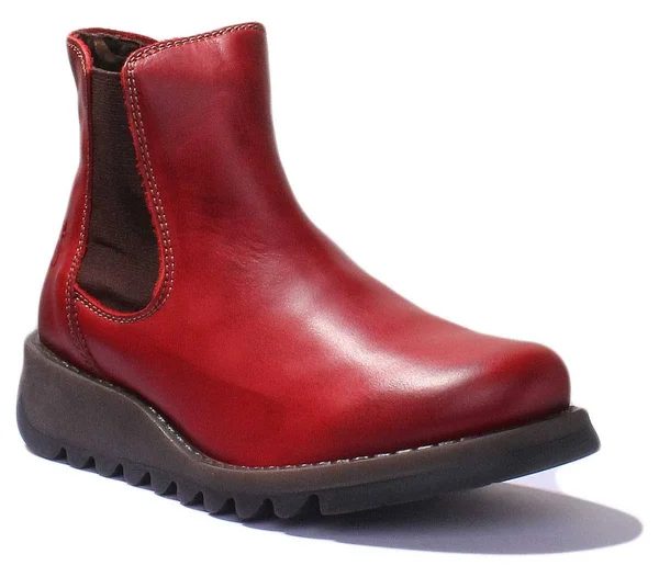 Fly London Salv Leather Bootie, Red, 41