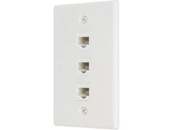 Buyer&s Point 3 Port Cat6 Wall PLATE - Female-Female with Single Gang Low Voltage Mounting Bracket Device Pack of 5 White 3 Port