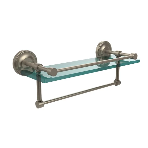Allied Brass 16x22 Gallery Glass Shelf with Towel Bar Antique Pewter