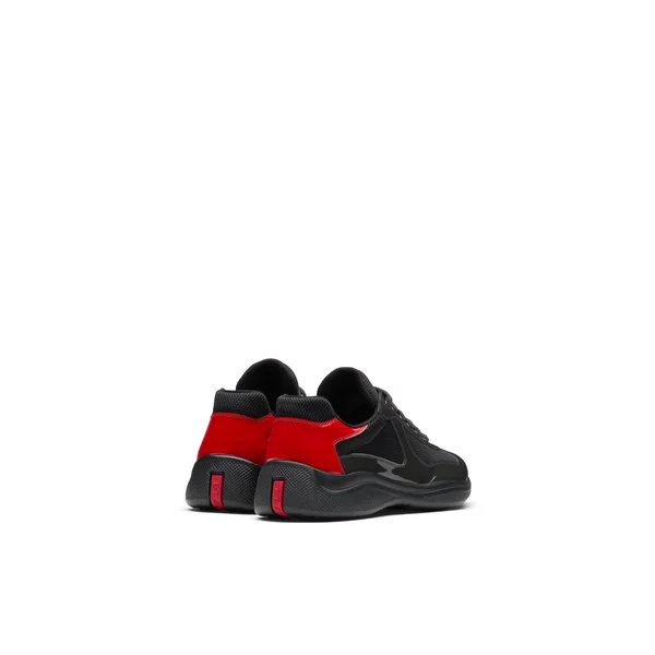 Prada America&s Cup Sneakers, Men, Anthracite Gray/Red, Size 7.5