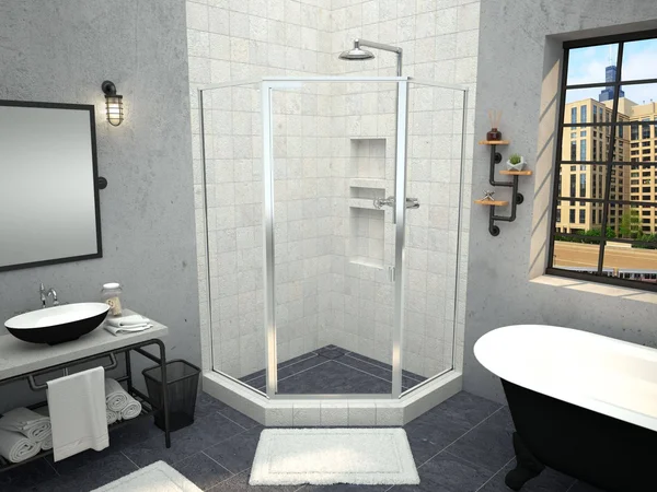 Tile Redi WD46Neo-PVC 46x22 x 46x22 Neo-Angle Triple Threshold Shower Base with Drain Top