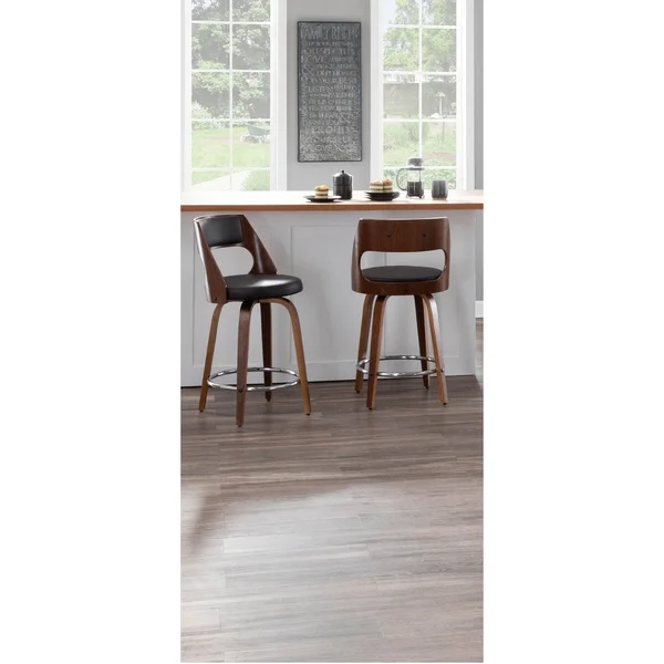 Carson Carrington Alingsas Mid-Century Modern Counter Stool (Set of 2) - N/A, Brown