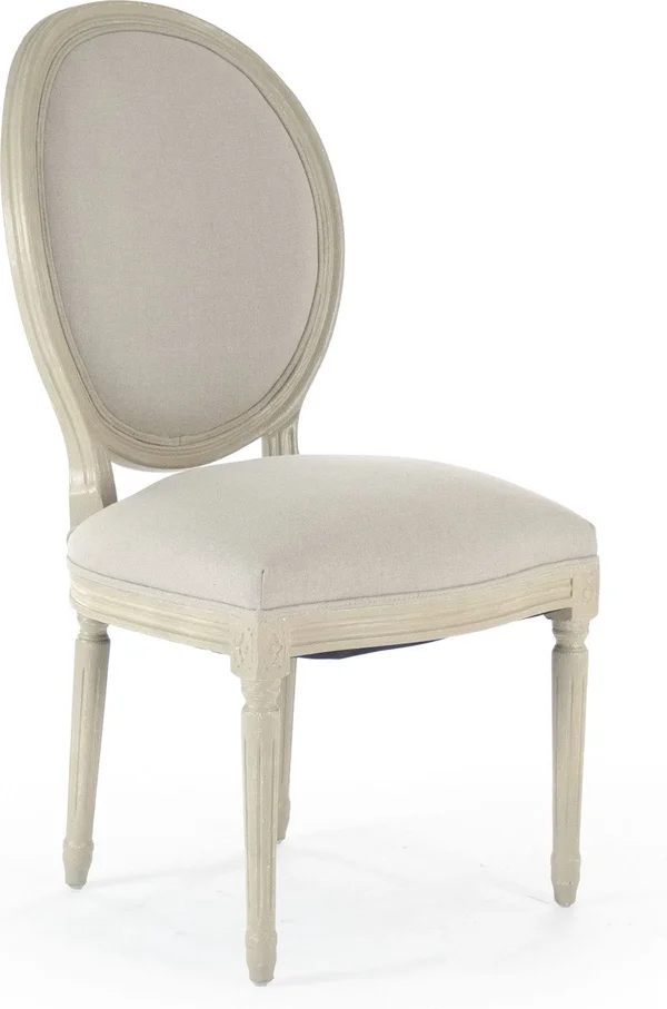 Zentique B004 257-1 A003 Medallion Side Chair - Grey Oak/Natural Linen
