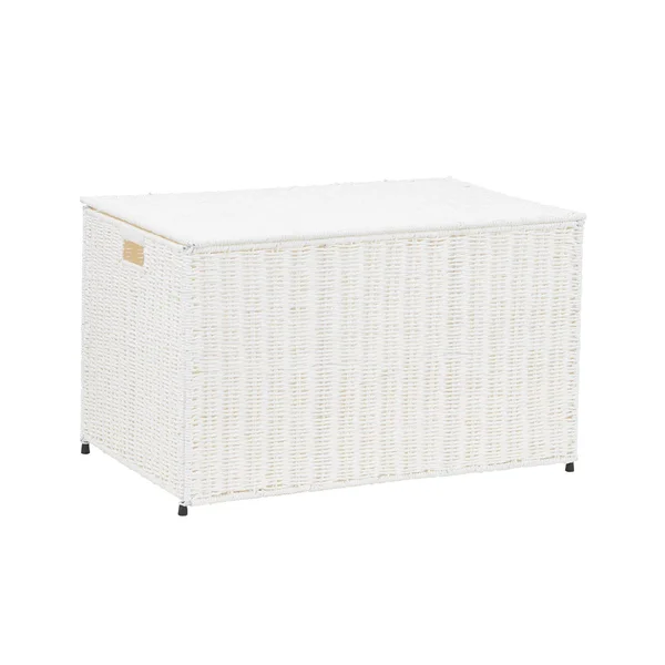 Household Essentials Arctic White Large Wicker Storage Chest