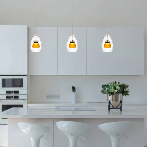4.25x22 Integrated LED Dimmable Double Glass Mini Pendant Yellow - Cal Lighting 81426792
