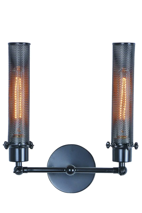 Elegant Lighting 1450W12BK Nelson 2-Light Wall Sconce, Black