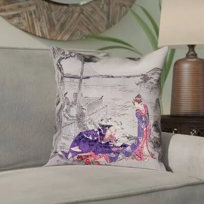 Enya 14x22 Japanese Courtesan Pillow Cover Bloomsbury Market Color: Indigo - Size: 16x22 x 16x22