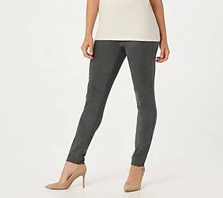 Graver Susan Graver Regular Faux Suede Pull-OnLeggings - Size X-Large, Thunder Grey