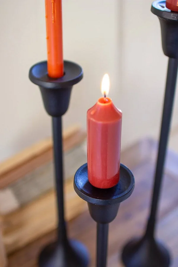 (Set of 3) Metal Taper Candle Stands - Black