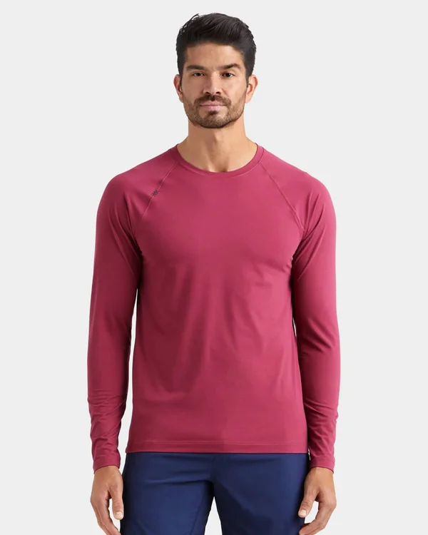 Men's Anti-Odor Workout Shirt, Rhone Reign Long Sleeve, Blue Grouper, XXL