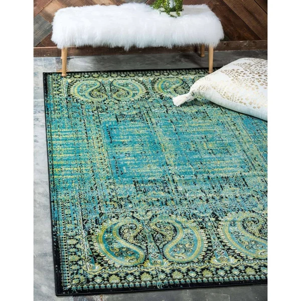 Unique Loom Imperial Anatolla Area Rug (5& x 8& - Aquamarine)
