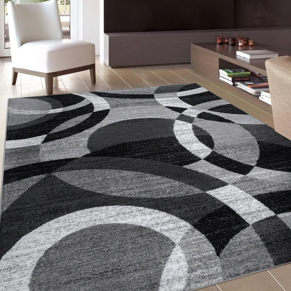 World Rug Gallery Contemporary Modern Circles Area Rug, Multi