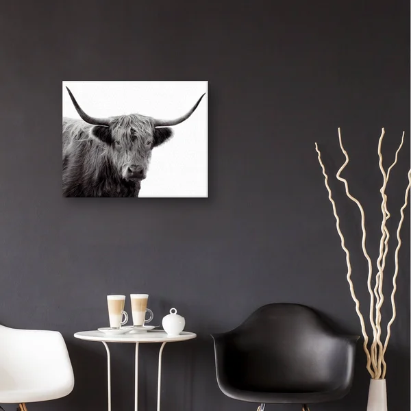 Highland Haze by Bill Phillip Highland Bull Canvas Art - Size: 22 inch x 28 inch