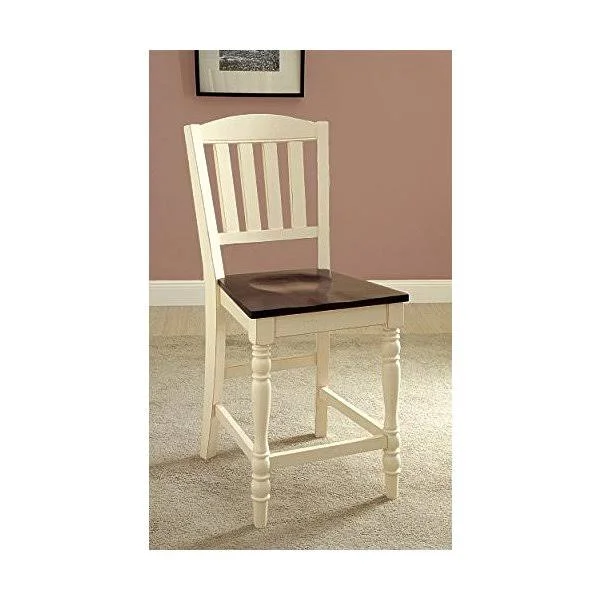Furniture of America Besette Cottage Counter Height 2 Tone Dining Chair - Set of 2