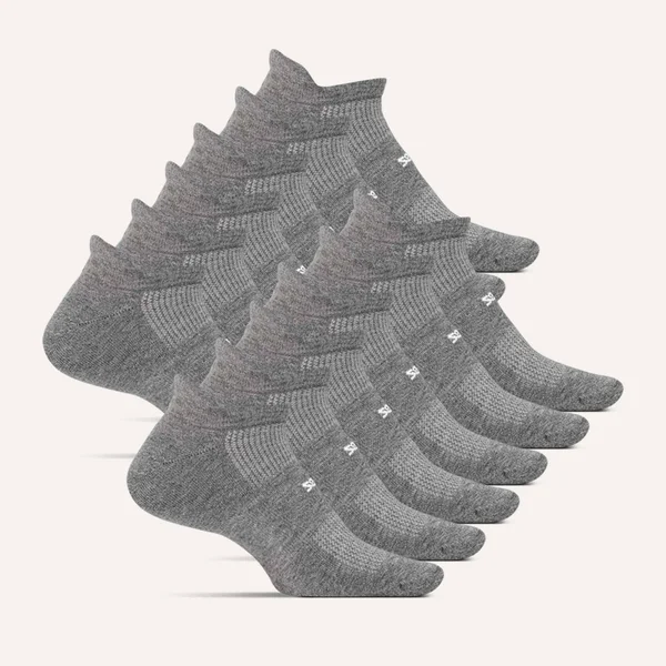 High Performance Cushion No Show Tab 12 Pack, Grey, Medium