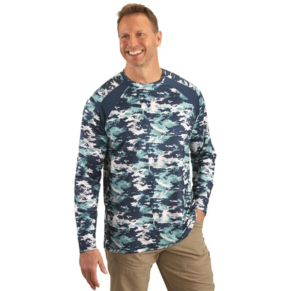 Guide Gear Men's Performance Cooling Long Sleeve Shirt - Male, Medium, Wave Camo Magnet Gray