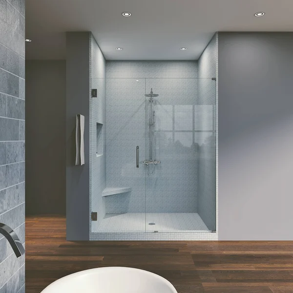 Symphony Shower Doors WF 40.75-D26-B-IGP14.25X80 40.75x22 W x 80x22 H Hinged Frameless Shower Door Finish: Brushed Nickel