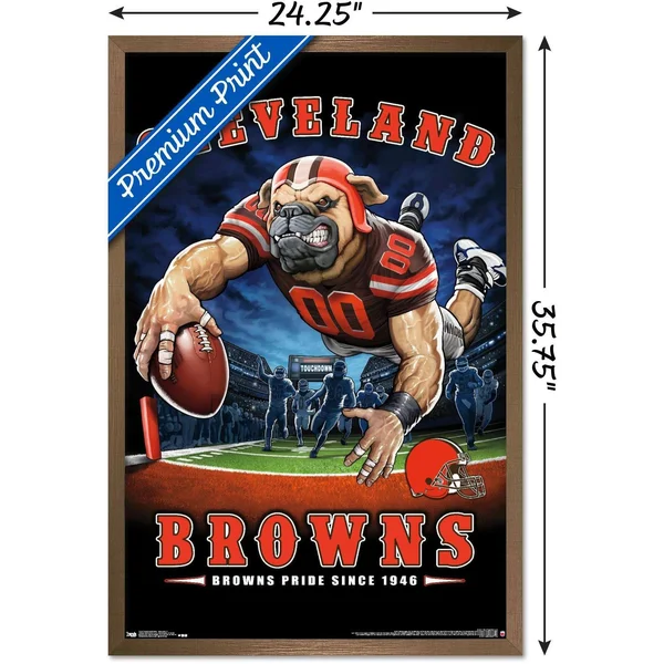 Trends International NFL Cleveland Browns - End Zone 17 Framed Wall Poster Prints Bronze Framed Version 22.375x22 x 34x22