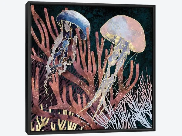 Framed Canvas Art - Metallic Coral by SpaceFrog Designs