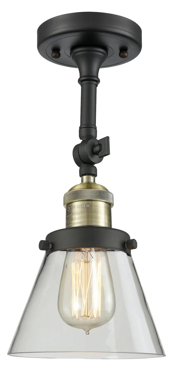 Innovations Lighting Small Cone 1 Light Semi Flush Mount 201f Bab G62 (Antique Brass)