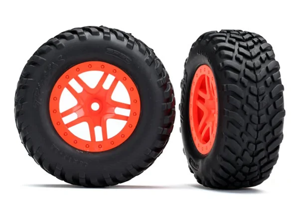 Traxxas 5892 - SCT Off-Road Racing Tires - SCT Split-spoke Wheels, Orange (2)