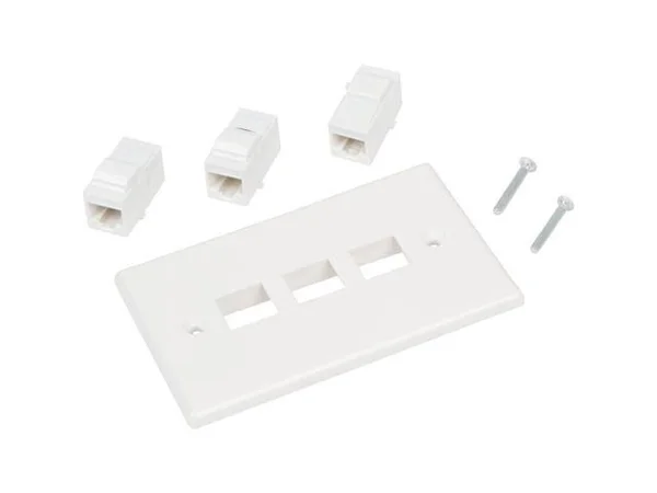 Buyer&s Point 3 Port Cat6 Wall PLATE - Female-Female with Single Gang Low Voltage Mounting Bracket Device Pack of 5 White 3 Port