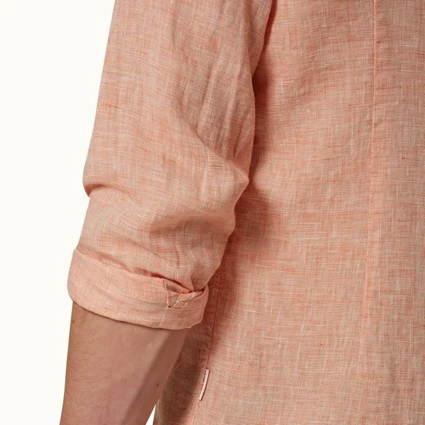 Orlebar Brown Men's Giles Linen Shirt - Orange - Size Medium