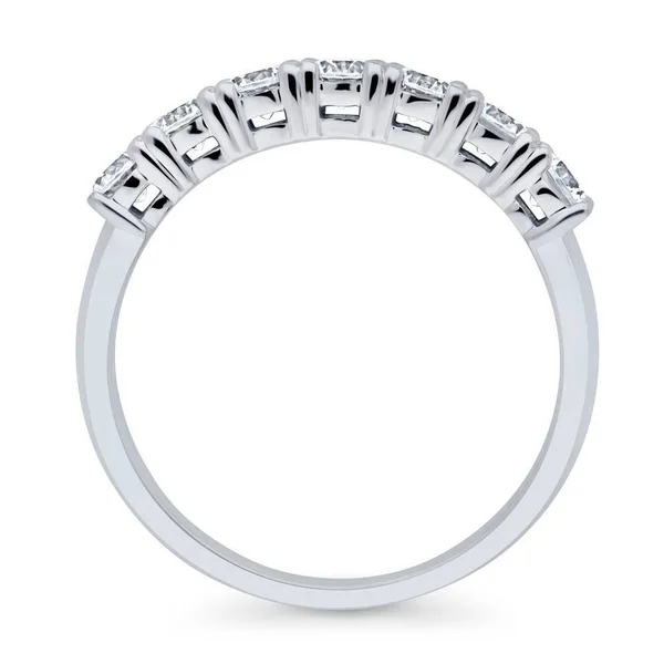 BERRICLE Sterling Silver Round Cubic Zirconia CZ 7-Stone Anniversary Wedding Half Eternity Band Ring Size 10